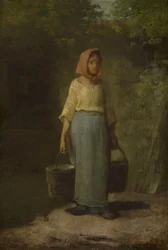 Jeune fille paysanne revenant du puits, vers 1860