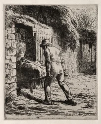 Paysanne revenant du tas de fumier