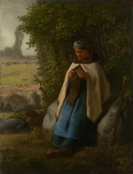 Bergère assise sur un rocher, 1856