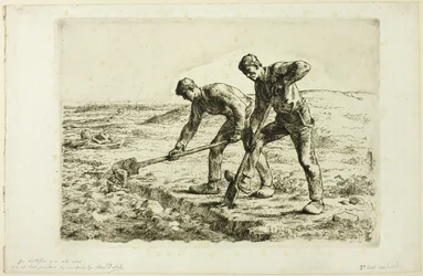 Deux hommes creusant