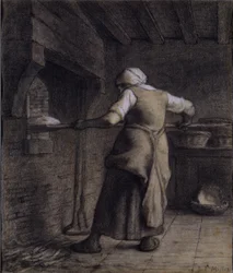 Femme cuisant du pain