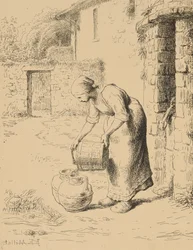 Femme vidant un seau, 1862