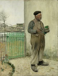 Homme venant de peindre sa clôture