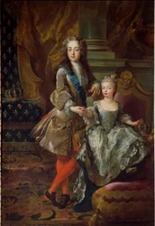 Portrait du roi Louis XV (1710-1774) et de sa fiancée Marie Anne Victoire d