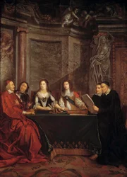 Le conseil de conscience : Saint Vincent de Paul, chef du conseil de conscience lisant devant le cardinal Jules Mazarin, Pierre Séguier, la reine Anne d