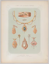Dessins de bijoux en or et or rose, 1879