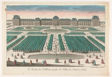 Vue du Jardin des Tuileries à Paris en direction du Palais du Louvre