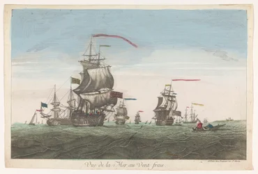 Vue de la mer avec des bateaux dans le vent