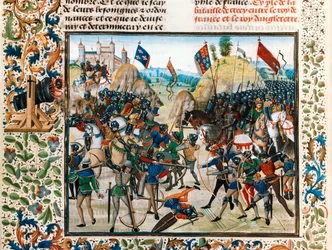 La bataille de Crécy : Édouard, le Prince Noir, commandant l