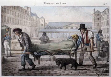 Ancien métier des rues de Paris : le pauvre malade conduit à l