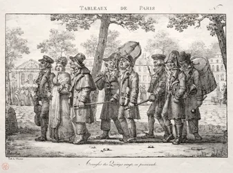Scènes de Paris : Aveugles des Quinze-Vingts, marchant