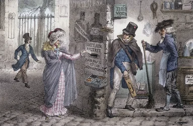 La boîte aux lettres - Lithographie de Marlet, fin du XIXe siècle