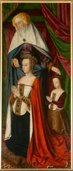 Anne de Beaujeu et sa fille Suzanne, avec Sainte Anne (détail)