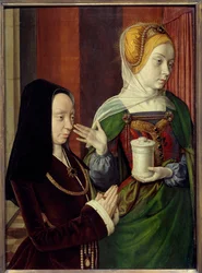 Portrait présumé de Madeleine de Bourgogne, dame de Laage présenté par Sainte Madeleine