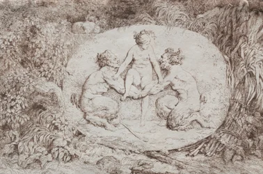 Bacchanales : Nymphe soutenue par deux satyres, 1763