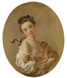 Jeune fille tenant deux chiots, c.1770