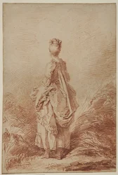 Jeune femme regardant en arrière