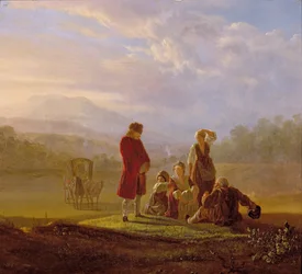 Voltaire conversant avec les paysans à Ferney