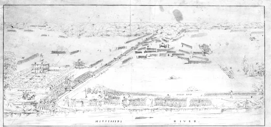 Vue de la bataille près de la plantation de Chalmette, 8 janvier 1815