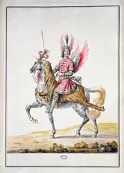 «Cavalier avec des ailes», projet de costume pour «Le Carrousel des Galants Maures», 1686