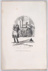 Il se lève, couvert de neige de la tête aux pieds. des Petites Misères de la Vie Humaine, 1843