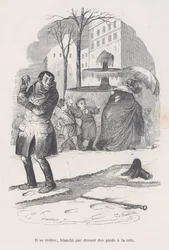 Il se lève, couvert de neige de la tête aux pieds. des Petites Misères de la vie humaine, 1843