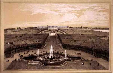 Vue générale du parc et du palais de Versailles, publié par Auguste Bry