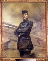 Portrait de Georges Guynemer (1894-1917). Pilote français de la Première Guerre mondiale. 1918. Peinture de Jean Jacques Berne Bellecour. Paris, Musée de l