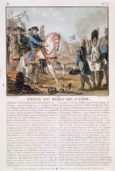 La Prise de Berg-op-Zoom, Pays-Bas, 1747, gravé par Jean Baptiste Morret, 1787