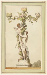 Dessin, chandelier en porcelaine, 1770-80