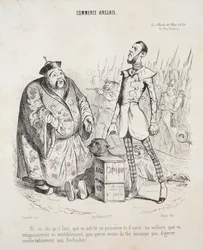 Commerce anglais. Yé vo dis quil faut, que vo achte ce poisonne to dsuite..., 1840