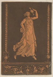 Jeune femme drapée, marchant de gauche à droite, portant un vase de métal, vers 1784
