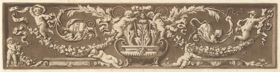 Frise ornementale avec putti, feuilles d