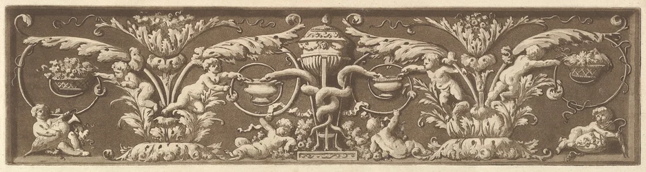 Frise ornementale avec putti et serpents entrelacés, de Recueil de Différentes Compositi..., 1784