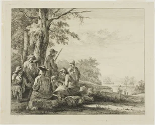 Scène familiale dans un paysage