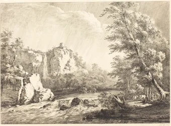 Paysage fluvial avec une tempête passante