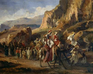 Caravanes traversant les montagnes marocaines, par Jean-Joseph Bellel