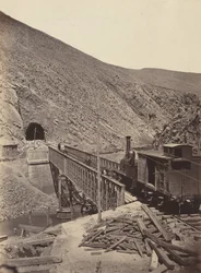 Pont et tunnel sur le Jalon, Madrid à Saragosse, c. 1860-1865 (photo)