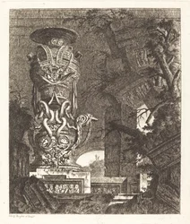 Vase soutenu par des serpents entrelacés