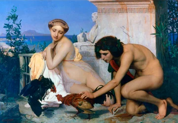 Jeunes Grecs faisant battre des coqs, 1846