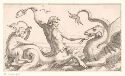 Triton combattant un monstre marin