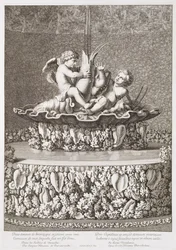Fontaine avec deux cupidons chevauchant une écrevisse, conçue par Jacques Houseau, à Versailles, 1677
