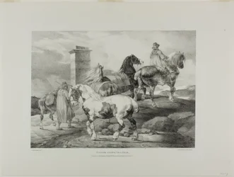 Chevaux allant à la foire, planche 3 de divers sujets dessinés d
