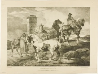 Chevaux se rendant à une foire, planche 3 de Divers sujets dessinés d