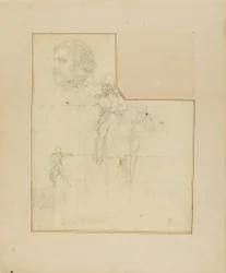 Officier à cheval et autres croquis