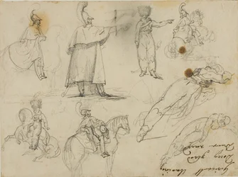 Croquis de soldats et de chevaux
