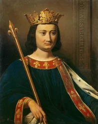 Portrait de Philippe IV le Bel (1268 - 1314), roi de France. Peinture de Jean-Louis Bezard (1799-1881).