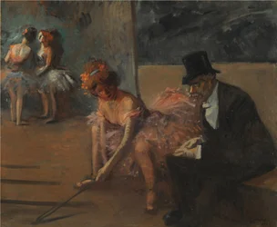 Danseuse et admirateur derrière la scène