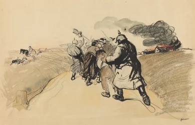 Raid allemand sur un village, vers 1914-1919