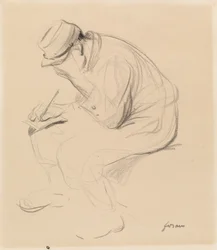 Le Poilu écrivant à la maison, vers 1900